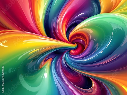 Abstract flowing gradients with glossy reflections and fractal edges, forming dynamic color harmonies as if dancing to music. Ideal for modern art, motion design, or digital backgrounds