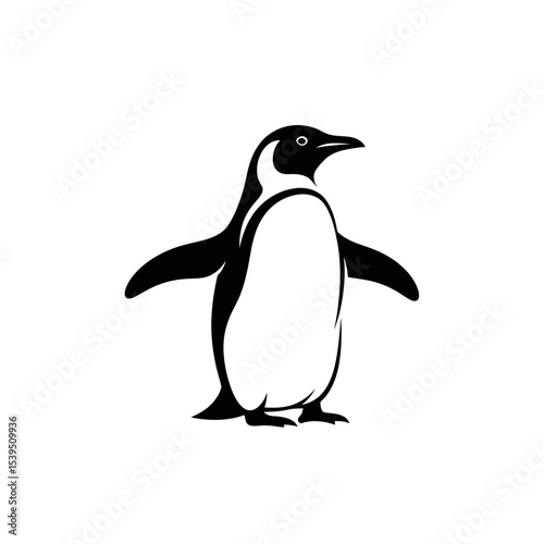 Penguin standing isolated on white background