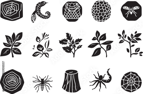 set of vector elements for design, vector, flower, design, illustration, floral, set, leaf, silhouette, nature, plant, pattern, decoration, black, art, icon, ornament, element, tree, symbol, tattoo, f