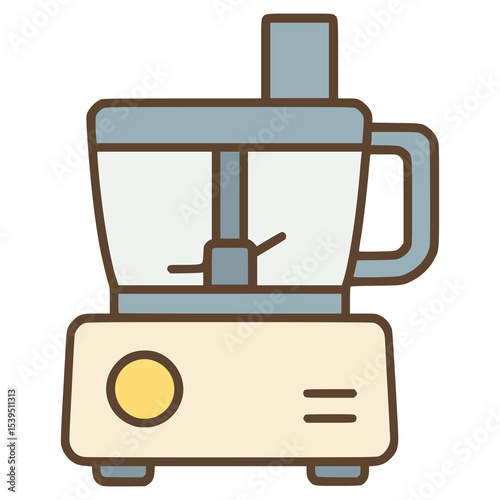food processor machine technology flat color vector illustration template design