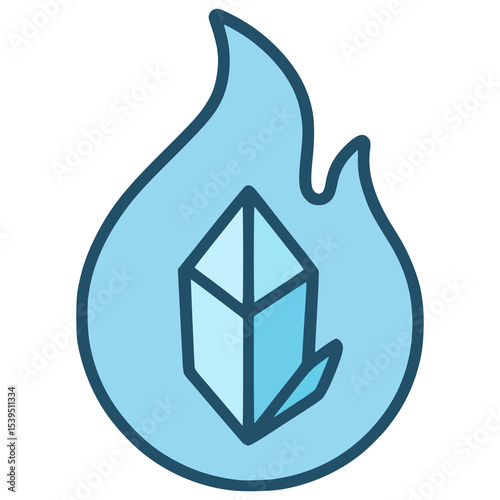 frozen flame ice cold flat color vector illustration template design