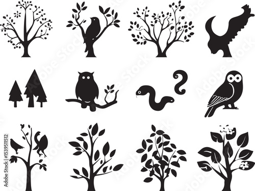 set of vector elements for design, vector, flower, design, illustration, floral, set, leaf, silhouette, nature, plant, pattern, decoration, black, art, icon, ornament, element, tree, symbol, tattoo, f