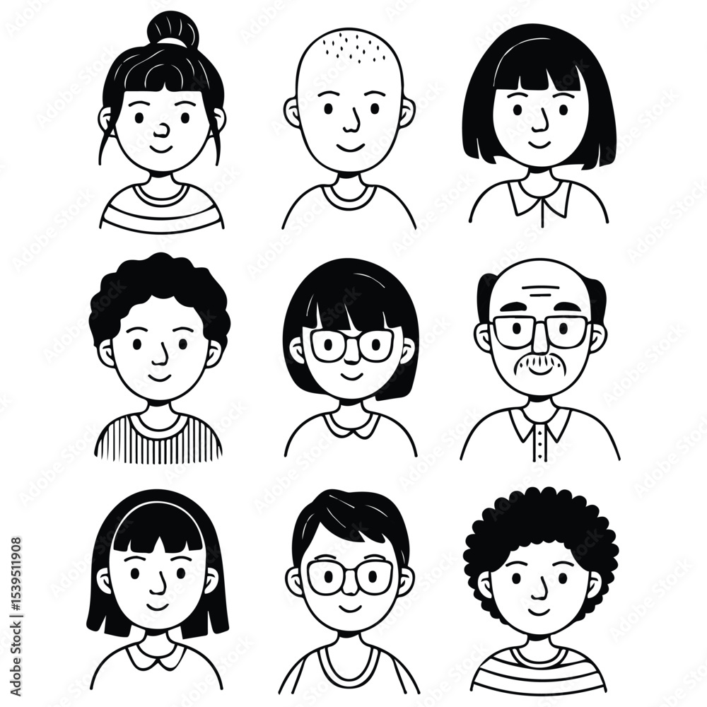 hand drawn portraits of happy boys and girls isolated vector illustration hand drawn portraits of happy boys and girls isolated vector illustration
