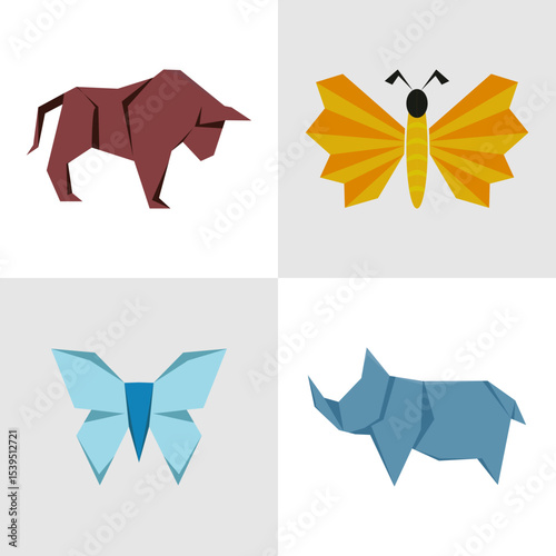 animal origami Vector Art  Icons  and Graphics