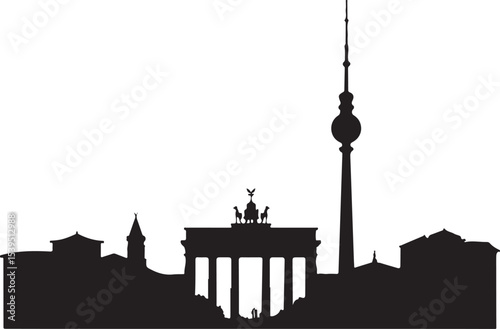 berlin skyline silhouette vector, city, architecture, vector, silhouette, building, skyline, illustration, travel, church, landmark, tower, icon, cityscape, Europe, old, house, art, monuments, symbol,