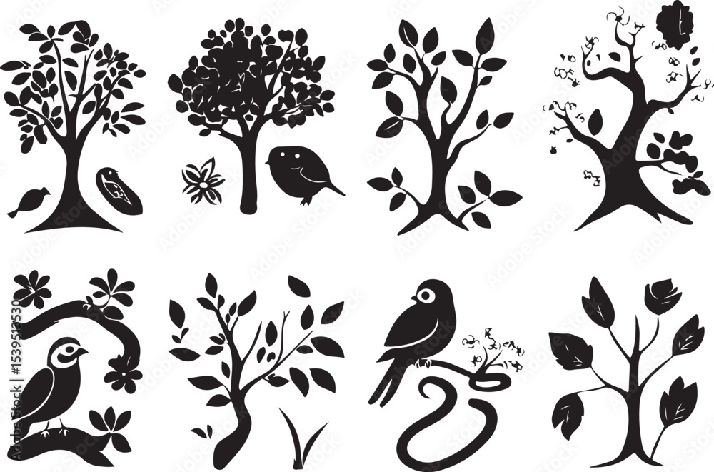 Fototapeta premium set of vector elements for design,flower, vector, floral, design, pattern, decoration, tattoo, illustration, black, ornament, silhouette, art, leaf, set, element, plant, nature, butterfly, swirl, symb