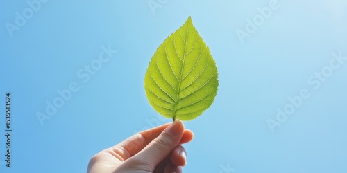 A hand holding a leaf in the air