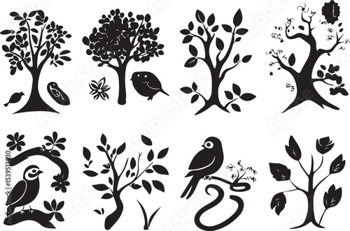 set of vector elements for design,flower, vector, floral, design, pattern, decoration, tattoo, illustration, black, ornament, silhouette, art, leaf, set, element, plant, nature, butterfly, swirl, symb
