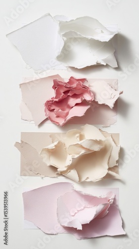 Elegant Torn Paper Pieces in Soft Pastel Color Palette