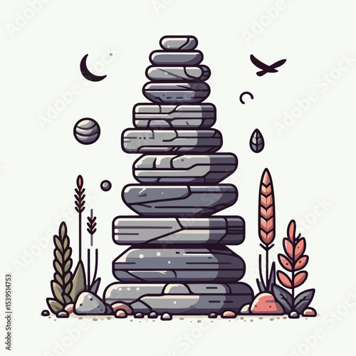 stacked stones vector illustration