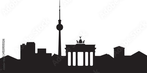berlin skyline silhouette vector, city, architecture, vector, silhouette, building, skyline, illustration, travel, church, landmark, tower, icon, cityscape, Europe, old, house, art, monuments, symbol,