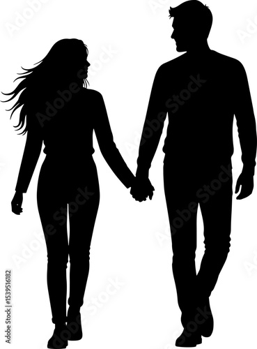 Silhouette of a Couple walking together an illustration of love and togetherness