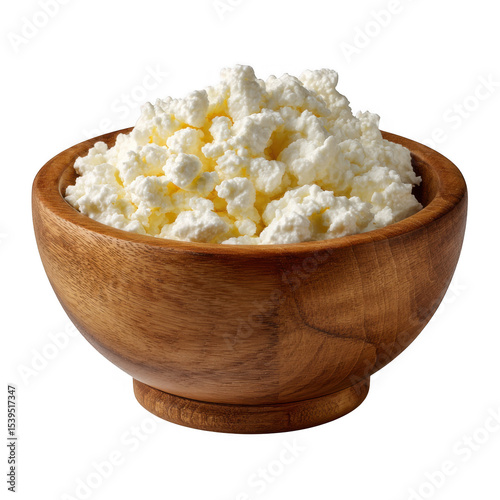 Wallpaper Mural Cottage cheese in wooden bowl on transparent background Torontodigital.ca