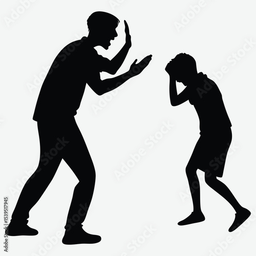 Tension rises as some people quarrel in a heated argument outdoors image silhouette design vector art and illustration