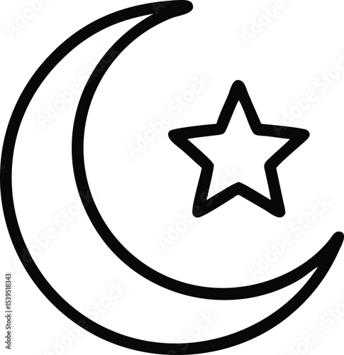 Crescent Moon and Star Celestial Symbol of Night, Islam, and Spirituality