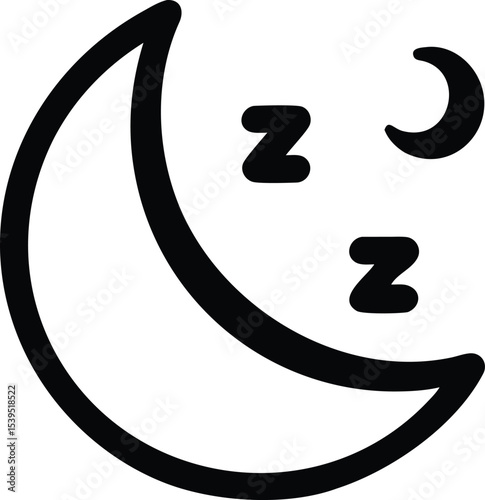 Restful Sleep Icon Crescent Moon and Zzz Symbols