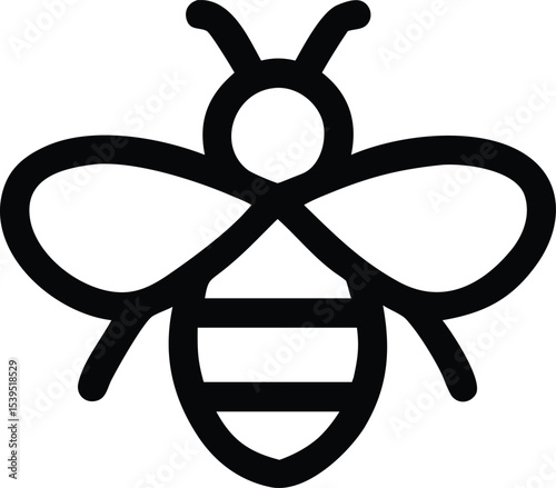 Bee Icon Simple Line Art Design of a Honey Bee