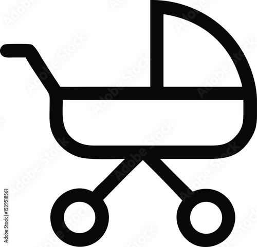 Classic Baby Stroller Icon Simple Line Art Design for Parents