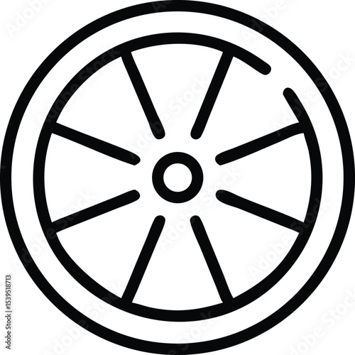 Wheel Icon Simple Line Art Design for Transportation, Vehicle, and Mechanical Concepts