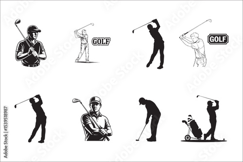 Golfer Swing Silhouette Design

Professional Golfer Vector Art

Golf Club Swing Illustration

Dynamic Golf Pose Silhouette

Tee Off Golfer Clipart Graphic