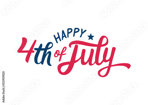 Happy 4th of July Calligraphy Design for American Independence Day Festivities