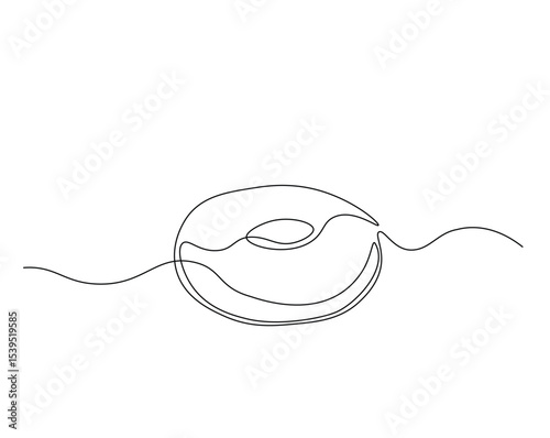 Donut for desset outline drawing illustration. one continuous line drawing of donut cake.