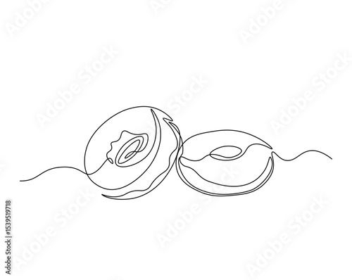 Donut for desset outline drawing illustration. one continuous line drawing of donut cake.