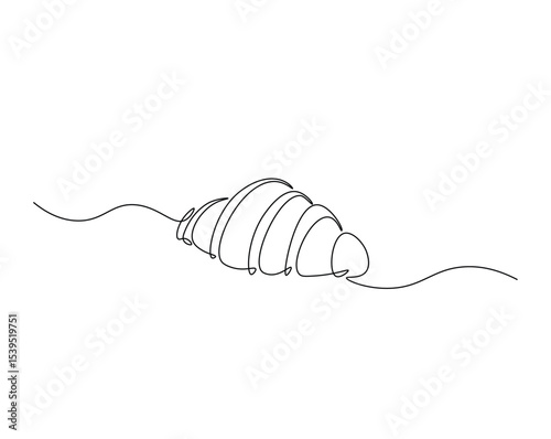 Croissant bread for desset outline drawing illustration. one continuous line drawing of croissant.