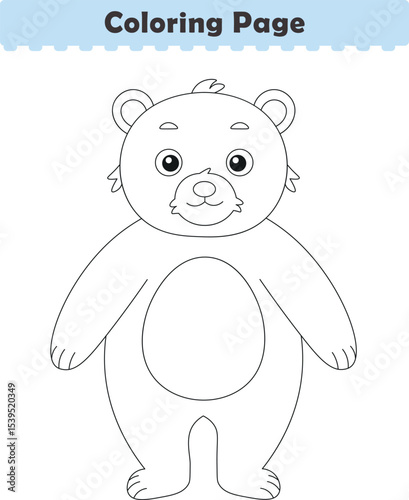 Funny cartoon bear. Coloring pages. Vector illustration