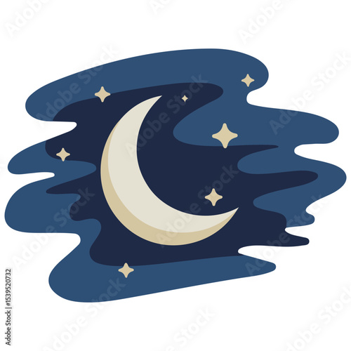 childrens magic poster with moon and stars isolated vector illustration