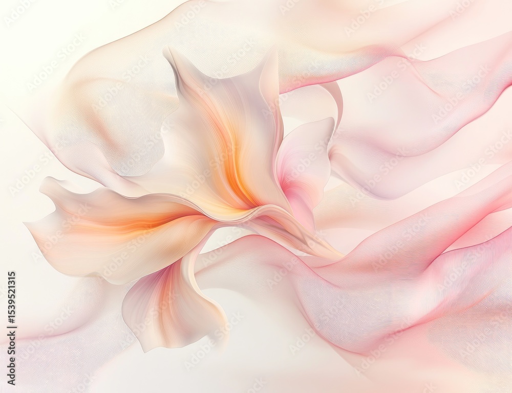 Obraz premium Abstract floral design, soft pastel hues, flowing lines