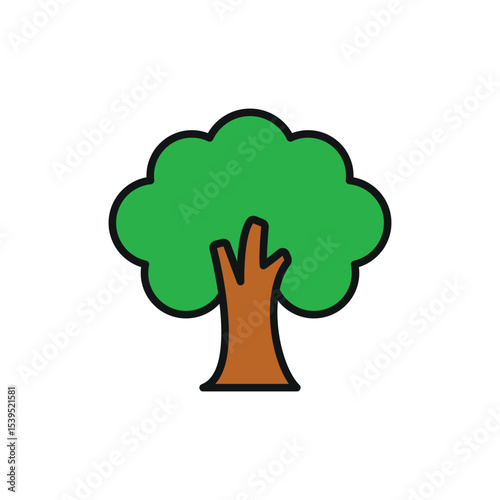 Flat tree icon in green tones, ideal for forest, climate, and oxygen themes.
