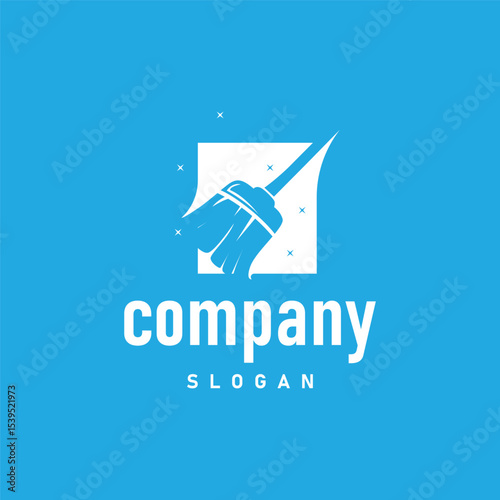 cleaning logo design with cleaning equipment concept, minimalist simple cleaning service symbol, clean house service, modern template illustration, product, business or service brand symbol