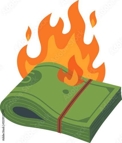 Burning Money Illustration