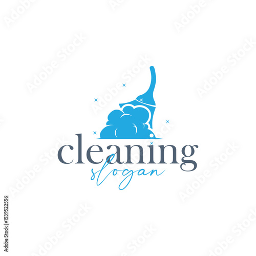 cleaning logo design with cleaning equipment concept, minimalist simple cleaning service symbol, clean house service, modern template illustration, product, business or service brand symbol