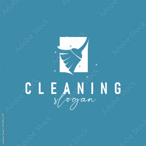 cleaning logo design with cleaning equipment concept, minimalist simple cleaning service symbol, clean house service, modern template illustration, product, business or service brand symbol