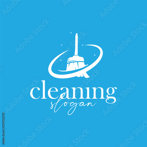 cleaning logo design with cleaning equipment concept, minimalist simple cleaning service symbol, clean house service, modern template illustration, product, business or service brand symbol