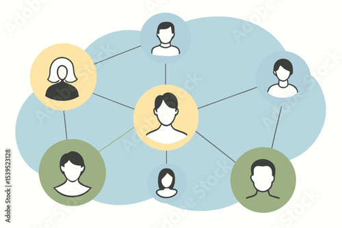 Network of people connected illustrating digital marketing and business relationships