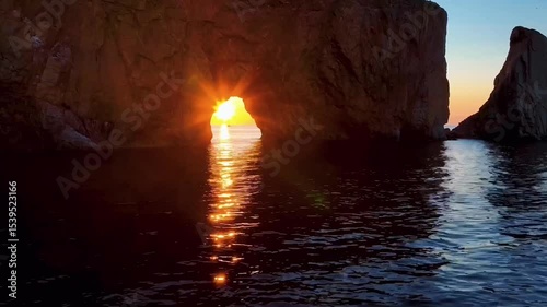 Sunset Through Coastal Rock Arch