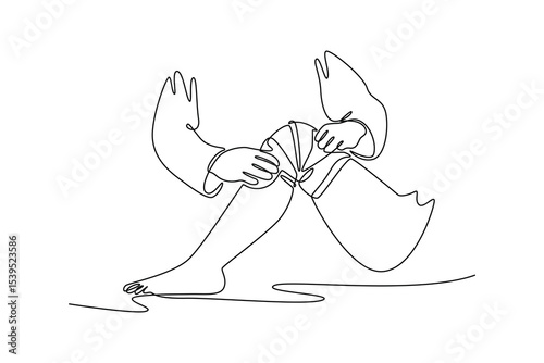 Doctor and patient concept. Single line draw design. Vector graphic illustration