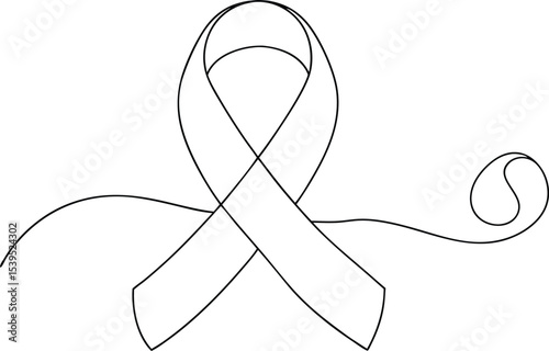Awareness Ribbon: A delicate outline of a ribbon symbolizing solidarity and support, elegantly rendered with graceful curves to inspire hope and strength.