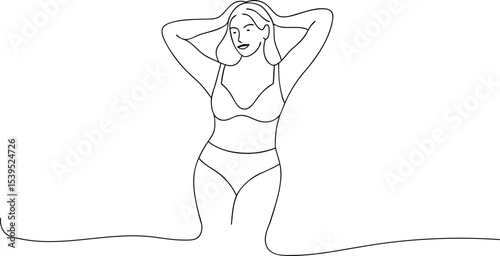 Serene Silhouette: A minimalist illustration of a woman in a tranquil moment, gracefully depicted with a focus on her form.