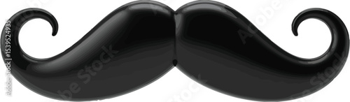 Close up of a black handlebar mustache on a light gray background