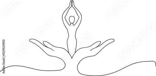 Embrace the Serenity: A minimalist line art illustration of a person meditating, symbolizing inner peace, spiritual balance, and a mindful approach to life, perfect for wellness themes.