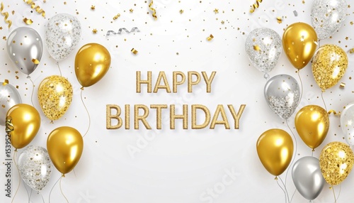 golden Happy Birthday Baloons