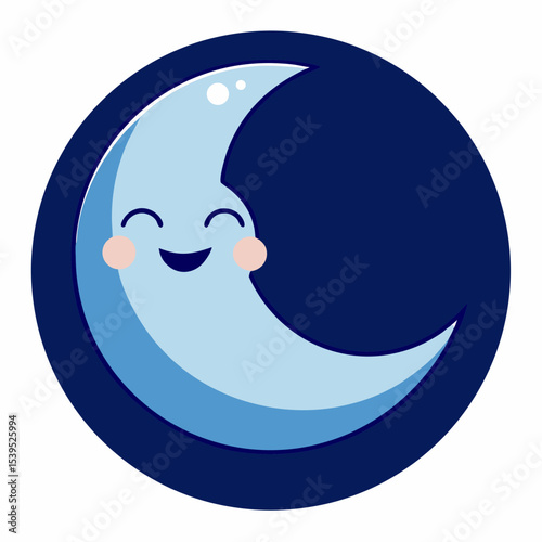 Adorable cartoon crescent moon illustration