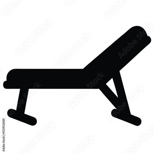 A simple black chaise lounge icon isolated on white background