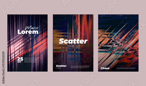 Modern Abstract Music Event Posters with Vibrant Colored Line Designs