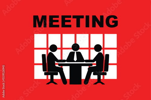 Business meeting concept depicted with meeting text and people figures transparent graphic