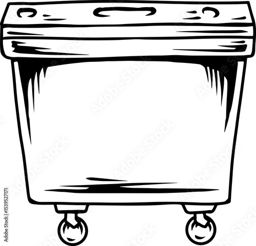 Rectangular Wheeled Bin Line Art